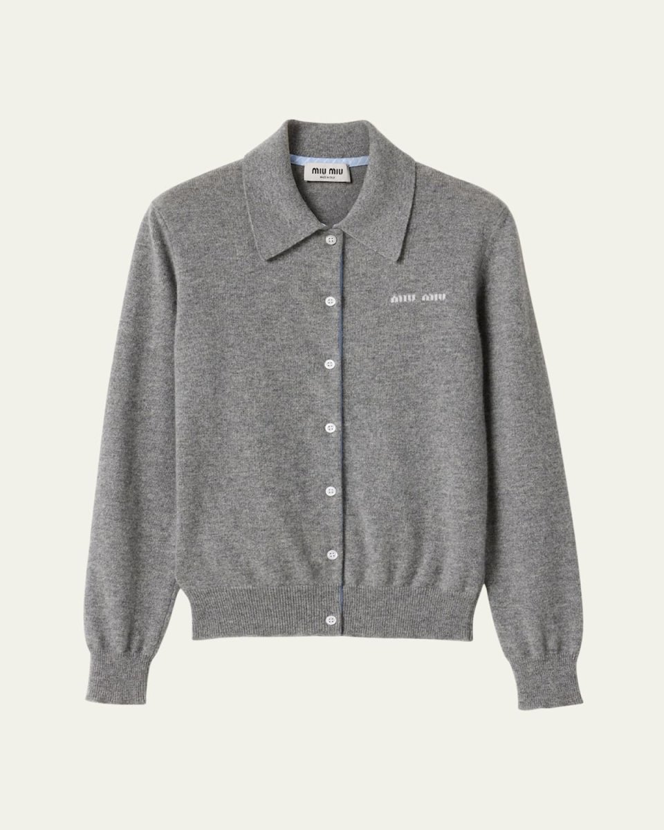 Intarsia Logo Cashmere Cardigan